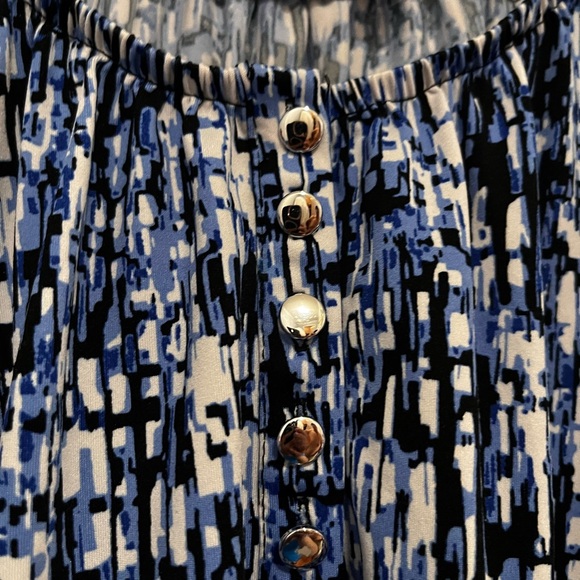 Notations Blue and Black Patterned Blouse - Picture 5 of 5